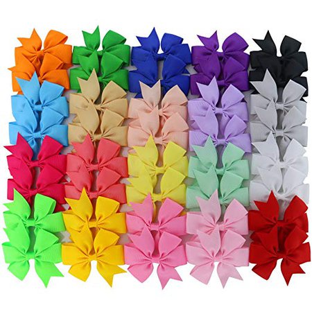 Amazon.com: Chiffon 3in Boutique Grosgrain Ribbon Pinwheel Hair Bows Clips for Baby Girls Teens Toddlers Newborn Set of 40: Beauty