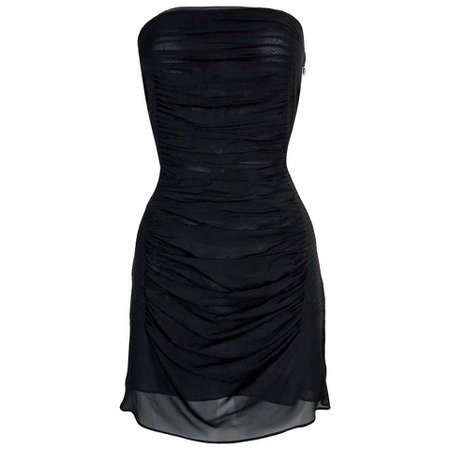 *clipped by @luci-her* 2001 Yves Saint Laurent Tom Ford Runway Semi-Sheer Black Mini Dress