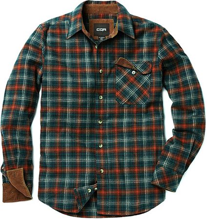 Amazon.com: CQR CLSL Men's All Cotton Flannel Shirt, Long Sleeve Casual Button Up Plaid Shirt, Brushed Soft Outdoor Shirts, Corduroy Lined(hof110) - Orange Rust, Medium: Clothing