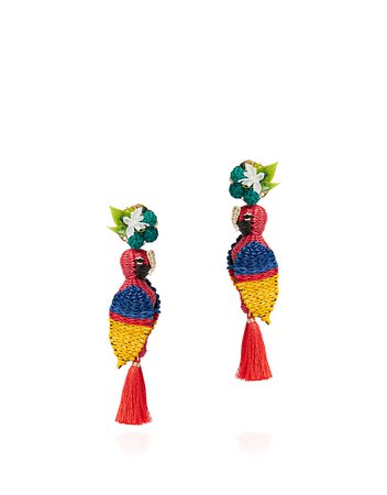 Mercedes Salazar | Queen Guacamay Parrot Palm Earrings | BlueEarrings | IFCHIC.COM