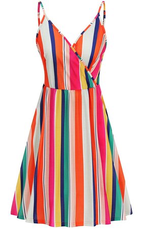 colorful striped low-cut dress