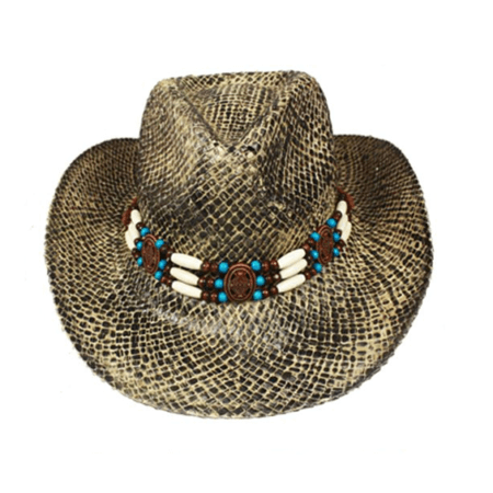 GRAY Snake Skin Style Straw COWBOY HAT w/ Beads Turquoise WESTERN Cowgirl - Walmart.com