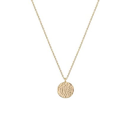 Amazon.com: Fettero Necklace for Women Dainty Handmade 14K Gold Fill Carved Full Round Moon Phase Pendant Wafer Chain Minimalist Jewelry: Gateway