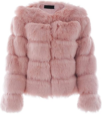 Simplee Women Luxury Winter Warm Fluffy Faux Fur Short Coat Jacket Parka Outwear (Pink 10) at Amazon Women's Coats Shop