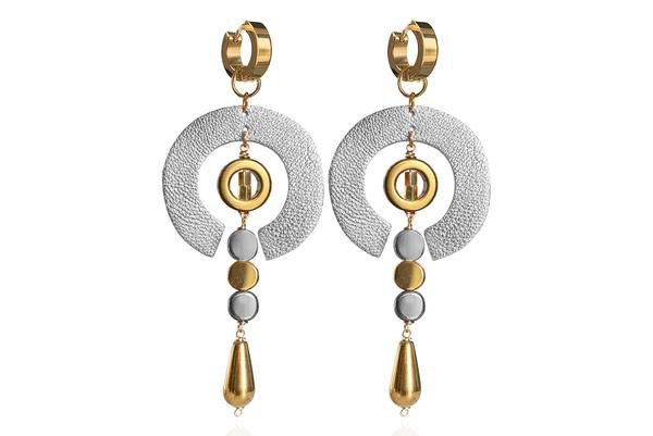ERNA GOLD - SILVER EARRINGS WITH SEMI PRECIOUS STONES & STAINLESS STEE – michellestephanie.com