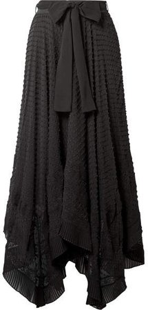 Hanky Lace-trimmed Swiss-dot Silk-georgette Skirt - Black