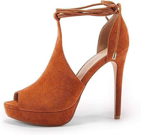 Amazon.com | Womens Peep Toe Tie Lace Up Platform High Heels Sexy Stilettos Dress Sandals Wedding Pumps Shoes | Heeled Sandals