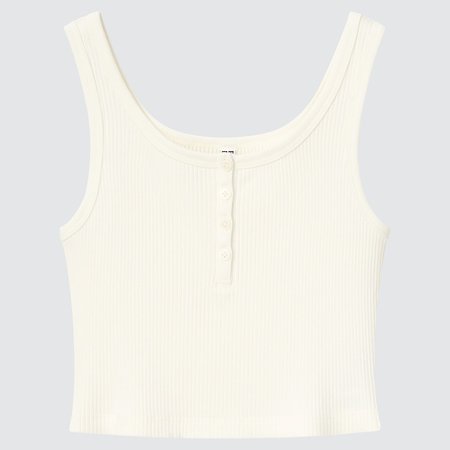 Ribbed Henley Cropped Tank Top | UNIQLO US