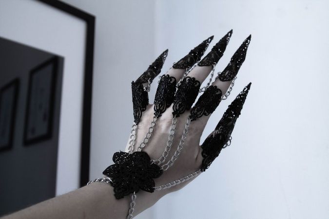 Black Claws Gothic Glove With Claw Rings - Etsy