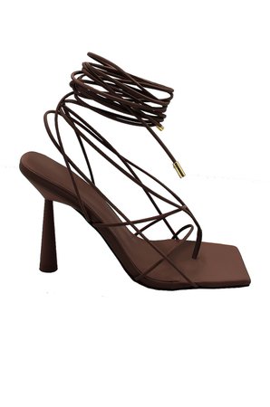 GIA BORGHINI x RHW Tall Lace Up Sandal in Chocolate Brown Matte | FWRD