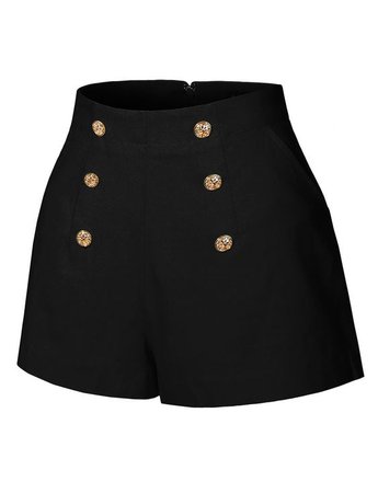High Waisted Button Retro Vintage Pin Up Sailor Shorts