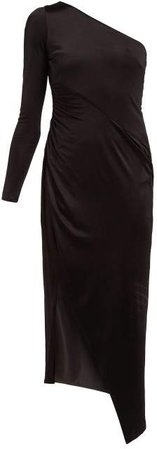 Mamounia Asymmetric Jersey Midi Dress - Womens - Black