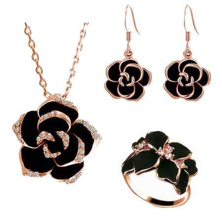 Black and Rose Gold Jewelry Set