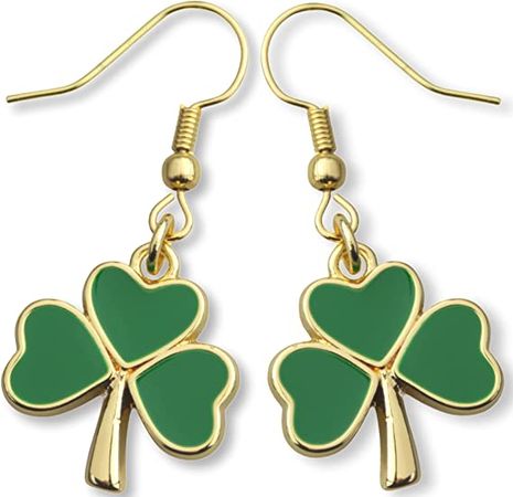 Amazon.com: Shamrock Green Dangle Earrings: Green Clover Dangling Earrings for Women - St Patrick's Day Accessories (Gold): Clothing, Shoes & Jewelry