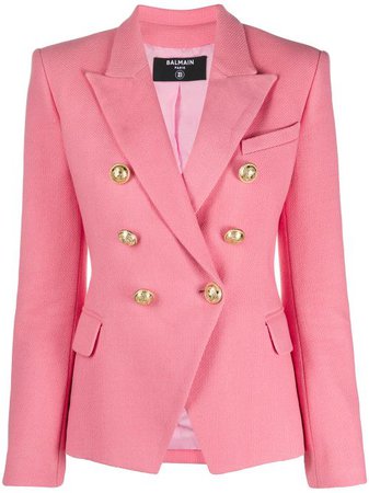 Shop pink Balmain double-breasted tailored blazer with Express Delivery - Farfetch