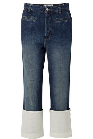 Loewe - Fisherman Gauze-trimmed High-rise Straight-leg Jeans - Dark denim