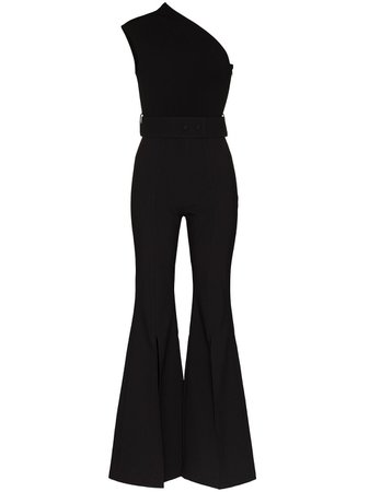 Solace London Cleo one-shoulder jumpsuit black OS29008BONDEDCREPECREPEKNIT - Farfetch