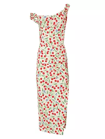 Shop Carolina Herrera Cherry Draped Midi-Dress | Saks Fifth Avenue