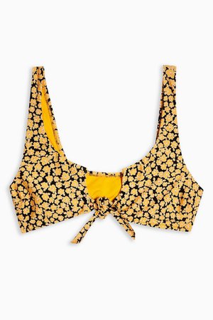 Orange Tie Notch Crop Bikini Top | Topshop