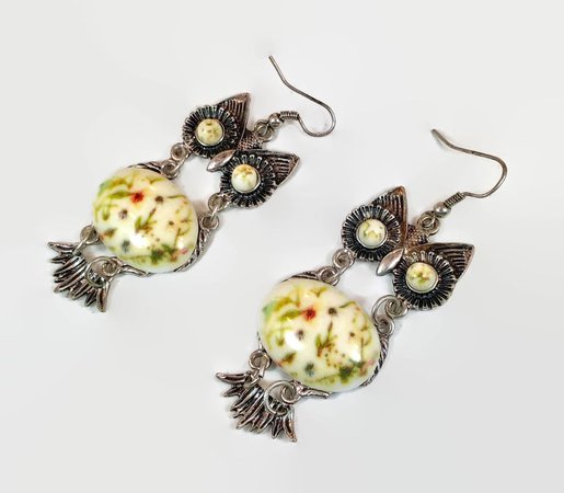 Owl Earrings Vintage Earrings Silver Owls Articulated | Etsy