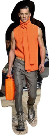 men’s orange oversized turtleneck hiking boots Louis Vuitton