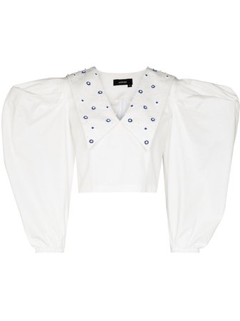 ANOUKI embroidered-collar puff-sleeve Blouse - Farfetch
