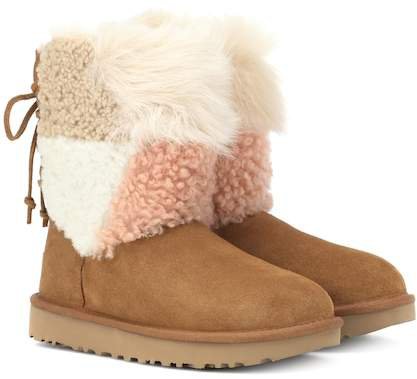 Classic Short Patchwork Fluff ankle boots