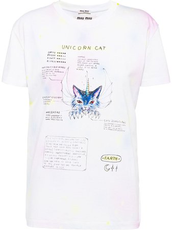 Miu Miu Unicorn Cat Print t-shirt - Farfetch