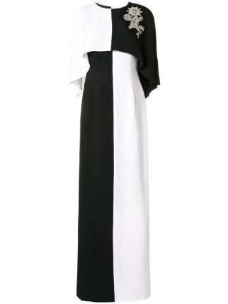 Andrew Gn Crystal Embellished Caped Gown - Farfetch