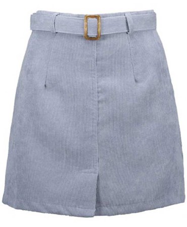 Belted Corduroy Mini Skirt With Inset Shorts - Blue Gray Xl