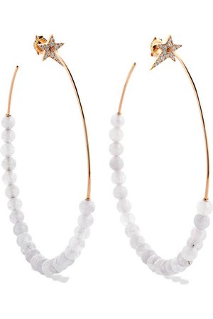 Diane Kordas | Star 18-karat rose gold, quartz and diamond hoop earrings | NET-A-PORTER.COM