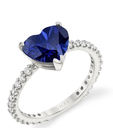 White Gold Blue heart stone ring