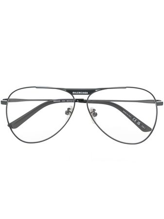 Balenciaga Eyewear logo-print pilot-frame Glasses - Farfetch