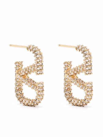 Valentino Garavani crystal-embellished VLogo Earrings - Farfetch