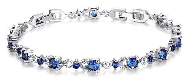 silver and blue bracelet