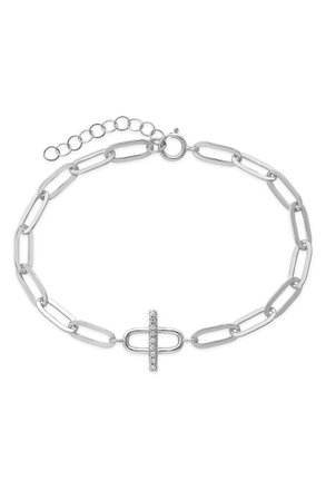 Sterling Silver Pavé Bar Paperclip Link Bracelet | Nordstrom