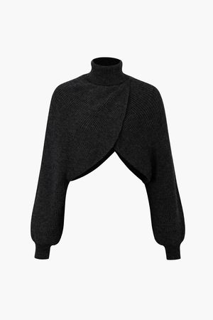 Batwing Sleeve Turtleneck Crop Sweater – Micas