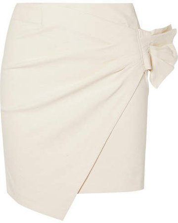 Lyuba Ruffled Wrap-effect Cotton-blend Mini Skirt - Ecru