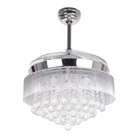 Shop Modern 42.5-inch Foldable 4-Blades LED Ceiling Fans Crystal Chandelier - Free Shipping Today - Overstock.com - 18909768