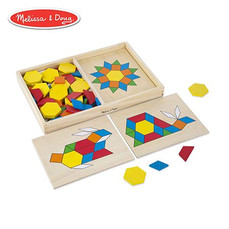 Amazon.com: Melissa & Doug Pattern Blocks and Boards Classic Toy (Developmental Toy, Wooden Shape Blocks, Double-Sided Boards, 120 Shapes & 5 Boards): Melissa & Doug: Toys & Games