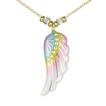 Glass Baron Rainbow Angel Wing Necklace