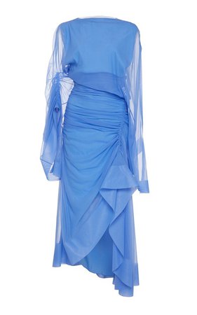 Transparent Chiffon Asymmetric Dress by MUGLER | Moda Operandi