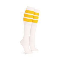White with yellow Stripes Knee High Sock