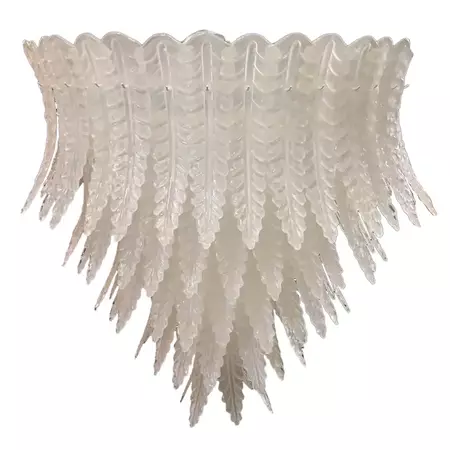 Murano White Ice Glass Mid-Century Chandelier, 2020 For Sale at 1stDibs