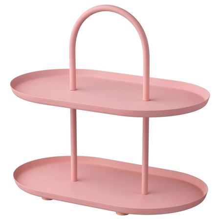 pink two tier serving tray