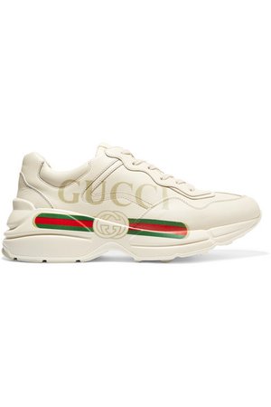 Gucci | Rhyton logo-print leather sneakers | NET-A-PORTER.COM
