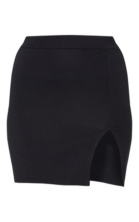 Black Jersey Side Split Mini Skirt | Skirts | PrettyLittleThing USA