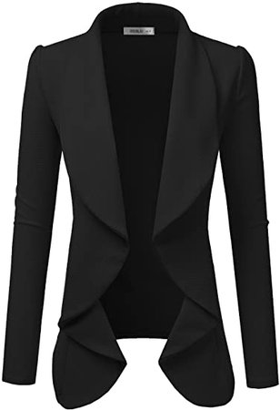 NINEXIS Womens Classic Draped Open Front Blazer Black L at Amazon Women’s Clothing store