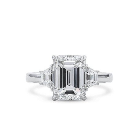 White Diamond Ring, 3.03 Ct. (3.65 Ct. TW), Emerald shape, GIA Certified, 1329121212