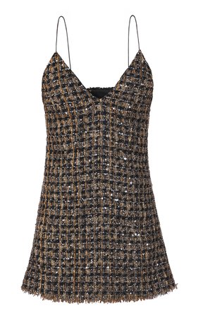 Thin Strap Metallic Tweed Mini Dress by Balmain | Moda Operandi